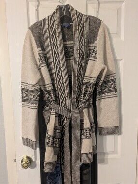 Pendleton Discovery Cream and Brown Shawl Collar Cardigan